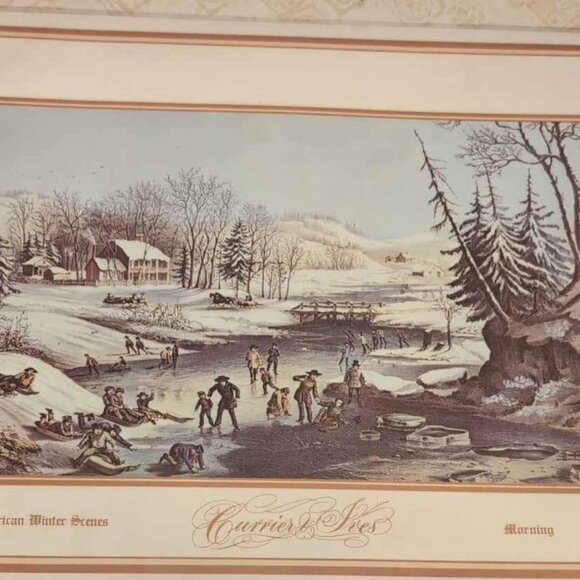 Vintage Currier and Ives Winter Scenes Plastic Coated Placemats - Picture 2 of 10